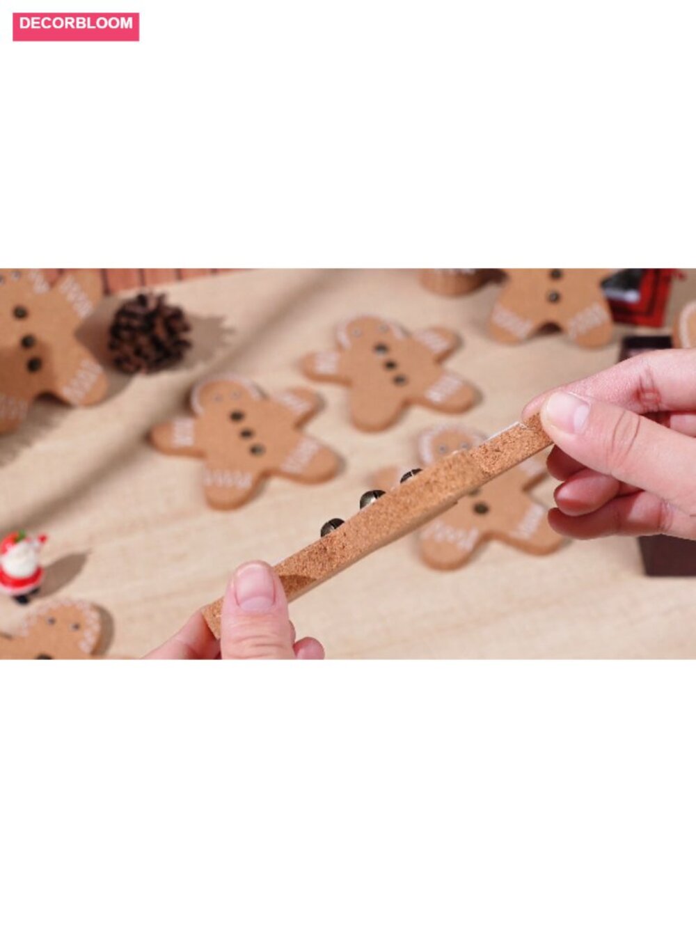 12 Pcs Cork Gingerbread Man Christmas Ornaments Tiered Tray Decor Farmhouse - Picture 6 of 6